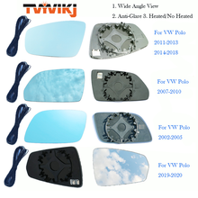 TVYVIKJ-espejo retrovisor lateral, lente de cristal azul para VW Polo 2002-2020, visión gran angular de cinco generación, antideslumbrante, ala de espejo de puerta 2024 - compra barato