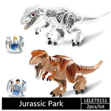 LELE79151-Juego de bloques de construcción de Parque Jurásico para niños, juguete de construcción con ladrillos de dinosaurio t-rex triceratop, tiranosaurio, regalo para niños, 2 unids/lote 2024 - compra barato