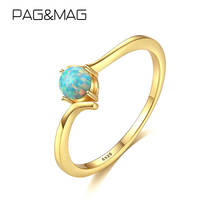 Anel de prata refinada 925, anel de compromisso dourado 18k sr0293, com contas arco-íris redondo de opala de fogo 2024 - compre barato