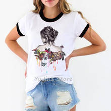 Watercolor butterflies lady print vintage t shirt women streetwear aesthetic clothes gothic top female t-shirt basic tshirt 2024 - buy cheap