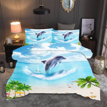 Ocean beach Dolphin scenery 3D bedding set Duvet Covers Pillowcases twin full quenn king comforter bedding sets bed linen 2024 - buy cheap