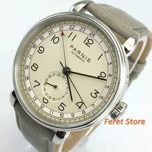 New Parnis 42mm GMT silver case arab mark date window leather strap mens top leisure automatic mechanical watch 2024 - buy cheap