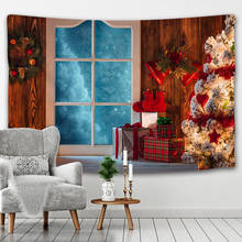 Decoración del hogar tapicería chal, Navidad, nieve, pared, noche, paisaje rural, tapiz, ambiente navideño, tela colgante 2024 - compra barato