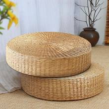 Hot 30cm*30cm*10cm Natural Straw Round Pouf Tatami Cushion Weave Handmade Pillow Floor Japanese Style Cushion with Silk Wadding 2024 - buy cheap
