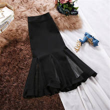 Женская сетчатая юбка Gowyimmes, Элегантная черная облегающая юбка средней длины с высокой талией, модель PD789 на весну и осень, 20 2024 - купить недорого