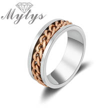 Mytys 7mm Stainless Steel Rock Band Ring for Men Gold Spinner Chain Creative Design R2188 2024 - buy cheap