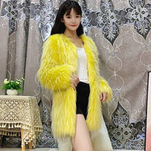 2021 Winter Fluffy Faux Fur Coat Women Fur Middle Long V Collar Fake Fox Fur Jacket Thick Warm Soft Long Sleeve Outerwear Y167 2024 - buy cheap