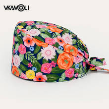 wholesale Flowers printing Cotton breathable Scrub hat Beautician lab working hat women Scrub caps Health Workers spa hat 2024 - buy cheap