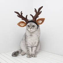 Cartoon Xmas Antlers Elk Horns Ear Pet Cat Dog Puppy Head Hoop Christmas Hairpin Hair Hoop New Year Cosplay Party Decor 2024 - buy cheap