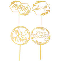 DIY"Mr&Mrs""Always""Happy Birthday" Cake Topper Acrylic Cake Decoration Birthday Wedding Party Supplies Cupcake Dessert Decor 2024 - buy cheap