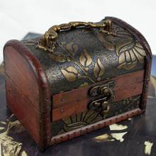 Vintage Wooden Treasure Chest Box Craved Jewelry Storage Organizer with Lock 2024 - buy cheap