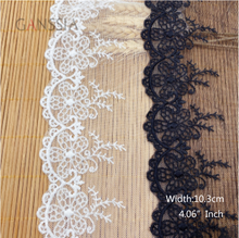 1yard Width:10.3cm Flower Embroidered Lace Trim Ivory White&Black For Sewing Accessories Clothing Decoration (ss-2306) 2024 - buy cheap