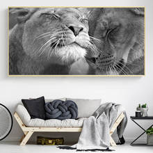 Black and White Africa Lion Wild Animals Oil on Canvas Painting Posters and Prints Cuadros Wall Art Picture for Living Room 2024 - buy cheap