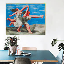 Pintura al óleo de Pablo Picasso "Dos mujeres corriendo en la playa", lienzo, decoración artística occidental, póster, Estética de pared, decoración del hogar 2024 - compra barato