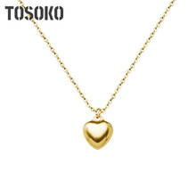 TOSOKO Mini Peach Heart Stainless Steel Cavicle Necklace For Women DIY Engravable Characteristic Customization BSP242 2024 - buy cheap