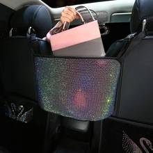 Bling Car Mesh Organizer Seat Back Net Bag Cargo Tissue Purse Holder Storage Netting Pouch with Crystal Diamonds Car Accessories 2024 - buy cheap
