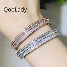 QooLady-brazalete de compromiso de oro blanco con piedra de circonia cúbica para mujer, accesorio de Boda nupcial, joyería K022 2024 - compra barato