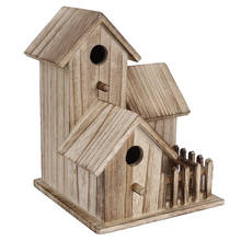 Деревянный домик для птиц, небольшой уличный садовый домик-гнездо для птиц, товары для домашних животных, украшение, подходит для птиц, рогов 2024 - купить недорого