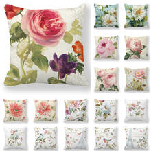 Hand Painted Rose Camellia Floral Cushion Cover Hot Polyester Vintage Flowers Print Pillows Cover Sofa Decorative Throw Pillows 2024 - buy cheap