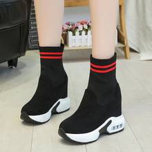 Rimocy 2020 Autumn Winter Women Stretch Fabric Sock Boots High Platform Wedge Ankle Boots Woman Height Increasing Botas mujer 2024 - buy cheap