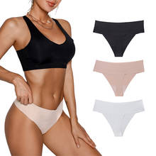 Calcinha sensual feminina, roupa íntima de baixo de cetim, com fio dental, roupa de baixo de cor sólida, lingerie sem costura, 1 peça 2024 - compre barato