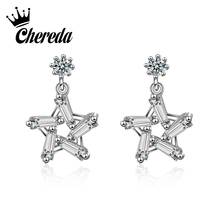 Chereda Charm 925 Sterling Silver 5A Zircon Pentagram Star Earrings For Women Gift Dangle Earring pendientes oorbellen 2024 - buy cheap
