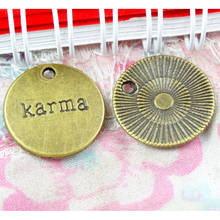 40pcs 20mm Antique Bronze Color Karma Word Charms Round For Jewelry Making DIY accessories 2024 - buy cheap