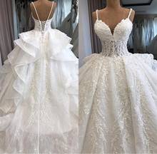 Robe de mariee Luxury Ball Gown V Neck Wedding Dresses Lace Appliques Wedding Dresses Spaghetti Straps Bridal Gowns 2024 - buy cheap