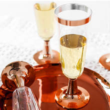 6pcs Disposable Plastic Red Wine Glass Hot Stamping Champagne Flute Cocktail Glass Party Rose Gold Dessert Western Cuisine Cup 2024 - buy cheap