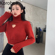 Korbov suéter gola alta coreano feminino, pulôveres de manga longa e de gola alta, moda outono 2024 - compre barato