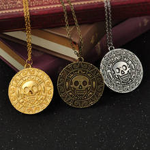 Movie Pirates of the Caribbean Necklace Aztec coin Vintage Gold Captain Jack Sparrow Medallion Skull Pendant Necklaces For Men 2024 - buy cheap