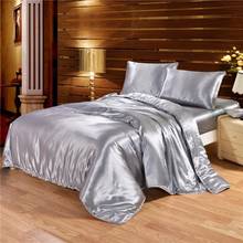 Conjunto de cama de cetim com 25 cores sólidas, seda falsa, cinza, cobertura de edredom, casal, king, ru, capa de cama 2/3/peças 2024 - compre barato