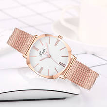 2020 Women Rose Gold Stainless Steel Mesh Rhinestone Watches Ladies Quartz Analog Watches Reloj Mujer Dropshipping Clock 2024 - buy cheap
