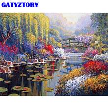 Gatyzance pintura por números kit exclusivo de presente para adultos e crianças bela vila paisagem pintura a óleo cor em tela arte 2024 - compre barato