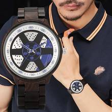 4 Colors Retro Wheel Hub Wooden Watch Mens Watches Unique Blue Precise Dial Dot Pattern Wood Quartz Wristwatch Relogio Masculino 2024 - buy cheap