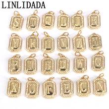 26Pcs DIY Jewelry Making for Necklace Gold Pave Cz Rectangle Pendants Fashion Charms Pendants Letter Jewelry Findings Supplies 2024 - buy cheap