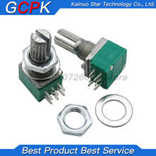 10pcs 6PIN RK097G B5K B10K B20K B50K B100K duplex potentiometer audio amplifier potentiometer 15mm handle 5K 10K 20K 50K 100K 2024 - buy cheap