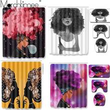 American Crown Girl Shower Curtain African Beauty Woman Queen Bath Curtains with Rug Toilet Seat Cover Set Fabric Shower Curtain 2024 - buy cheap