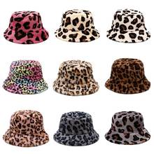 Sombrero de pescador con estampado de leopardo para hombre y mujer, gorro de pescador con estampado de guepardo de piel sintética, suave y cálido, para pesca al aire libre, plegable, para invierno 2024 - compra barato