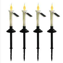 Velas LED cónicas decorativas para jardín y hogar, candelabros LED recargables sin llama, con función Solar, enchufe largo de tierra, 4 piezas 2024 - compra barato