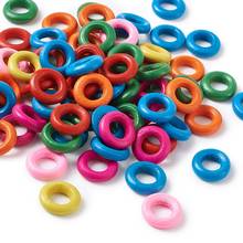 Mixed Color Donut Wood Beads Dyed Ring Wooden Beads Lead Free, about 15mm in diameter, 4mm thick, hole: 8mm 2024 - buy cheap