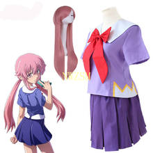 Anime 2nd Mirai Nikki Gasai Yuno Lolita Sailor Cosplay Costume Loli Bow Short Skirt Wig Length 80cm For Women 2024 - buy cheap