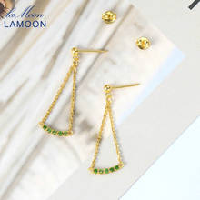 LAMOON 925 Silver Drop Earrings For Women Natural Mini Diopside Gemstone 14K Gold Plated Fine Jewelry Vingate Bohe Earring EI144 2024 - buy cheap