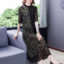 Summer Casual 4XL Plus Size Mulberry Silk Midi Dress 2022 Vintage Floral Embroidery Maxi Dresses Women Elegant Bodycon Vestidos 2024 - buy cheap