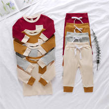 Conjuntos de ropa para niños y niñas pequeños, camisetas de manga larga de punto con cuello redondo y pantalones, 2 uds. 2024 - compra barato