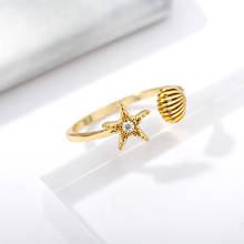 Zircon Star Ring Opening Beach Starfish Rings For Women Wedding Band Bridal Luxury Gift Fashion Jewelry Bijoux Femme 2024 - buy cheap