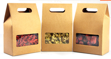 Bolsa de embalaje de pie de Papel Kraft con caja de embalaje para ventana, bolsa de almacenamiento de té con asa, 15 Uds. 2024 - compra barato