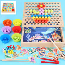 Монтессори Развивающие деревянные игрушки материалов детская клипса шарик Магнитная рыбалка игры Математика интерактивные игрушки для детей шахматы игрушки 2024 - купить недорого