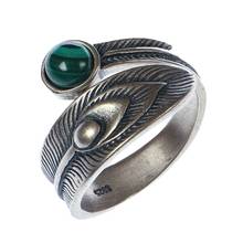 Новое Настоящее солидное женское кольцо из чистого серебра S925 в стиле ретро, малахитовое кольцо, модное открытое серебряное кольцо для женщин, ювелирные изделия 2024 - купить недорого