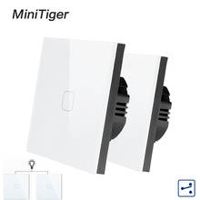 Minitiger-Interruptor de pantalla táctil de pared, Panel de cristal, interruptor cruzado/pasante, estándar europeo, 1 entrada, 2 unids/paquete 2024 - compra barato